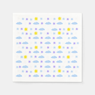 Sunny, Cloudy, Starry Weather Pattern Napkins