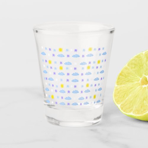 Sunny Cloudy Starry Weather Pattern Shot Glass