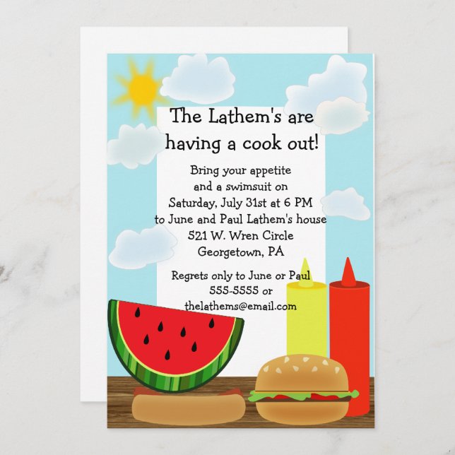 Sunny Cookout Invitation (Front/Back)