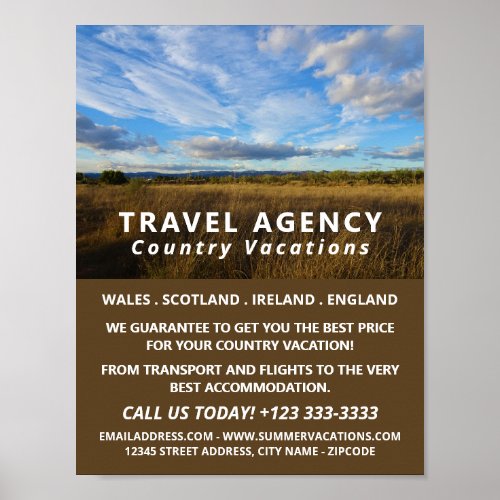 Sunny Country Scene Travel Agency Advert Poster