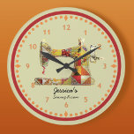Sunny Crazy Quilt Sewing Room Wall Clock at Zazzle