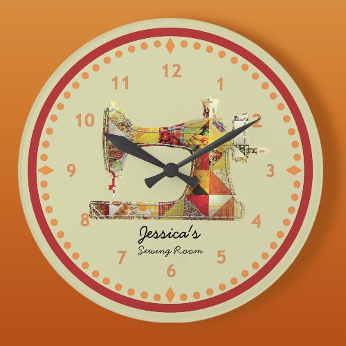Sunny Crazy Quilt Sewing Room Wall Clock