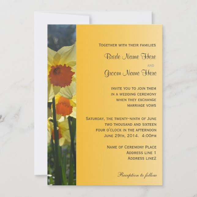 sunny daffodil flower wedding invitation (Front)