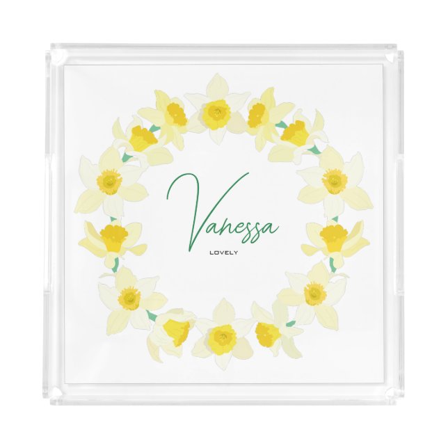 Sunny Daffodils.  Acrylic Tray (Front)