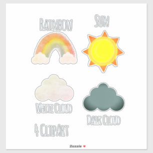 Sunny Day Cloudy Weather School Project ClipArt Sticker