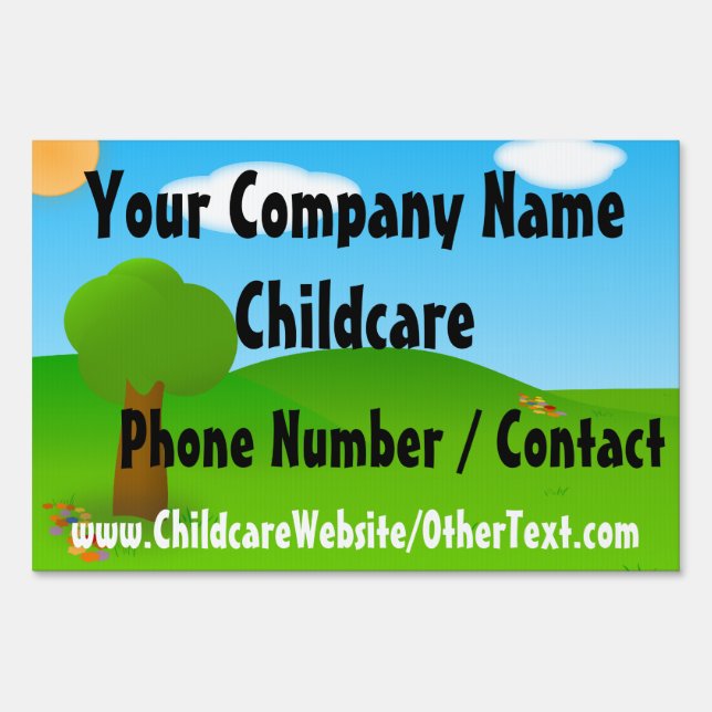 Sunny Day Custom Childcare Daycare Yard Sign (Front)