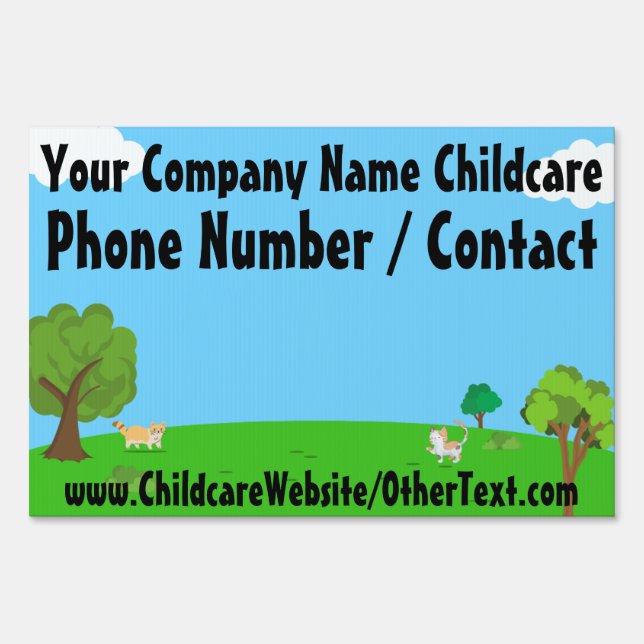 Sunny Day Custom Childcare Daycare Yard Sign (Front)