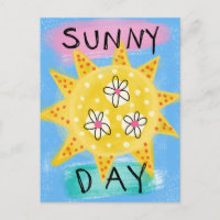 Sunny Day - Cute Happy Sun Postcard