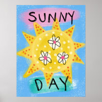 Sunny Day - Cute Happy Sun Poster Wall Art