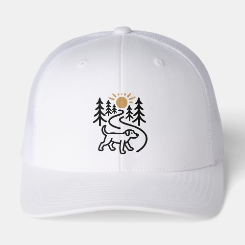 sunny day dog nature hike hat