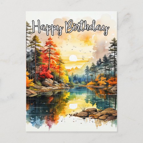 Sunny Day On the Pond  Happy Birthday Postcard