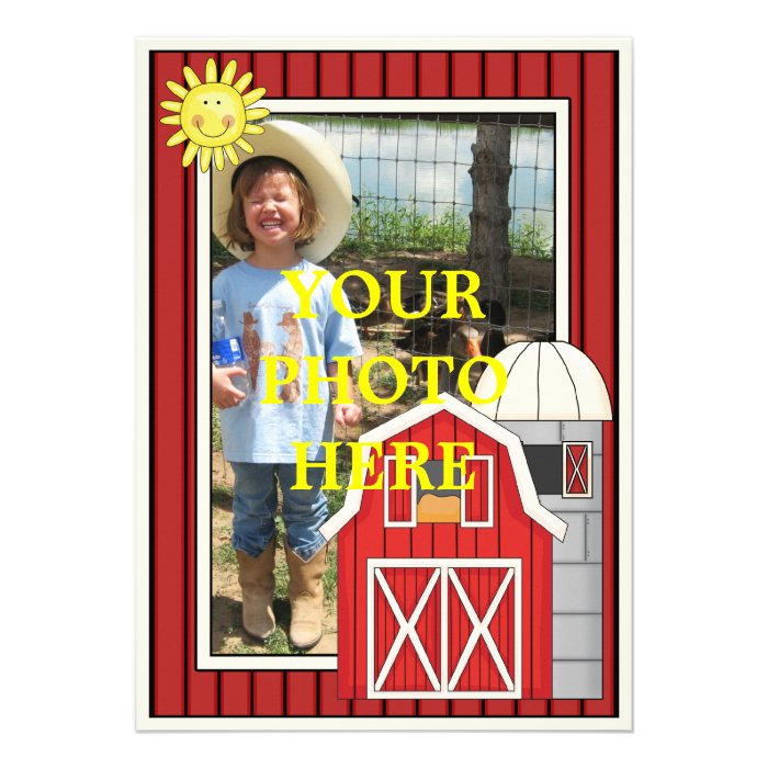 Sunny Day Red Barn   Kids' Party or Baby Shower Custom Announcements