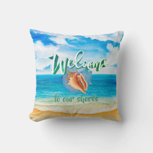 Sunny Day Seabreeze Welcome Throw Pillow