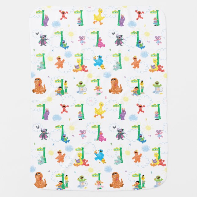 Sunny Day Sesame Street Pattern Baby Blanket (Front)