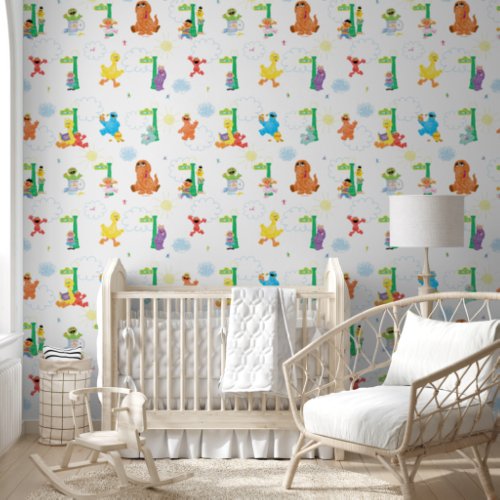 Sunny Day Sesame Street Pattern Wallpaper