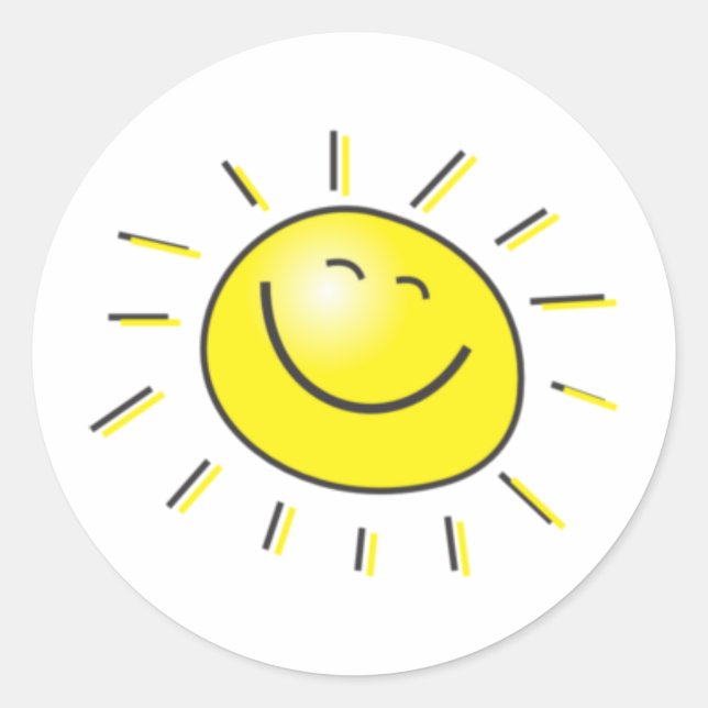 Sunny day, smiling sun, Day to smile! Classic Round Sticker (Front)