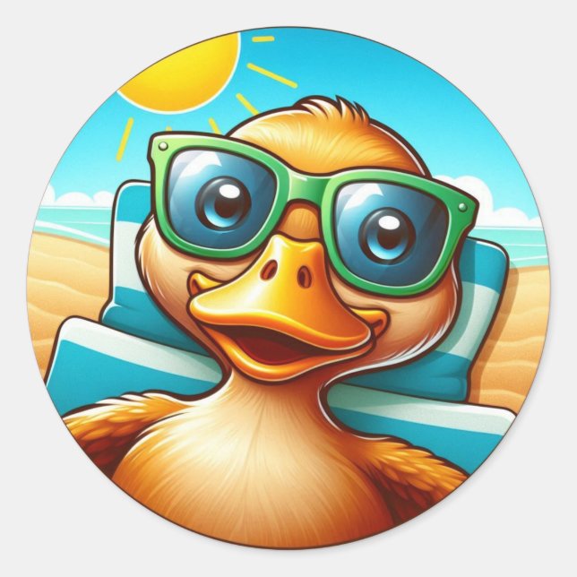 Sunny day Summer Fun on beach  Classic Round Sticker (Front)
