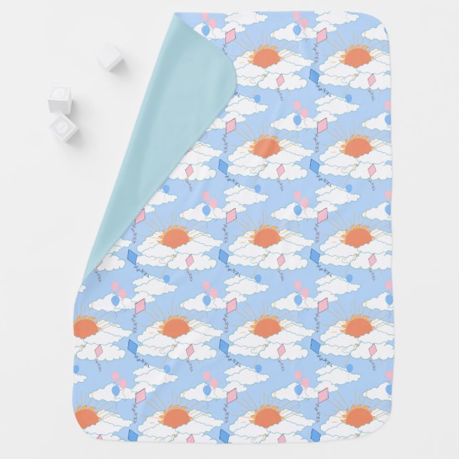 Sunny Day White Clouds Baby Blanket (In Situ)