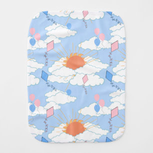 Sunny Day White Clouds Baby Burp Cloth
