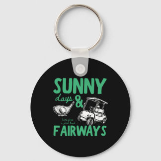 Sunny Days And Fairways Illustration Keychain