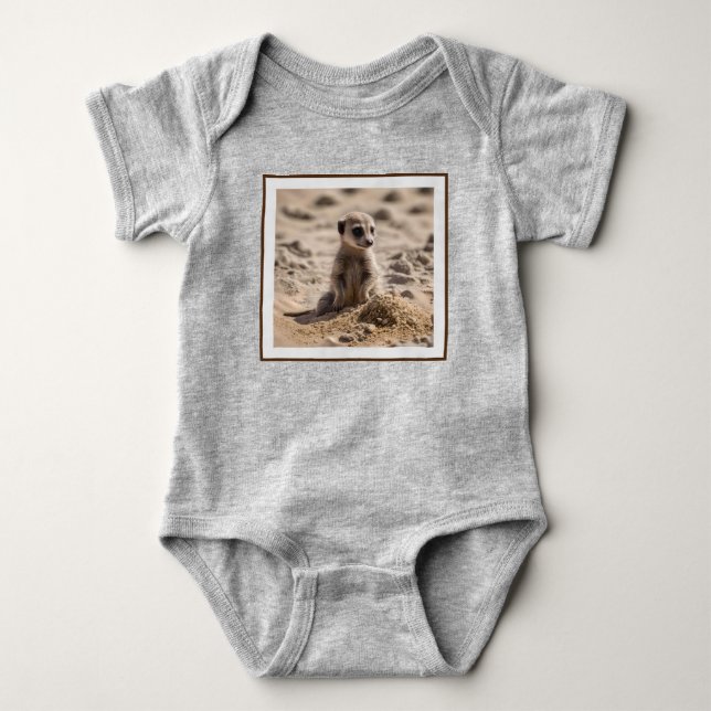 "Sunny Days: Baby Meerkat's Beach Adventure" Baby Bodysuit (Front)