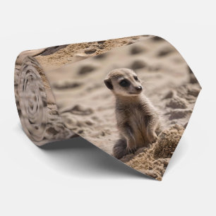 "Sunny Days: Baby Meerkat's Beach Adventure" Neck Tie