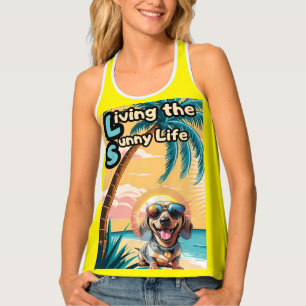 Sunny Days, Cool Paws: Fun Cartoon Dog Tank Top