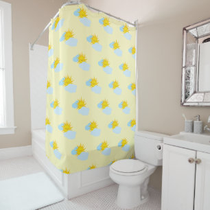 Sunny Delight: Cute Sun Illustration Pattern Shower Curtain