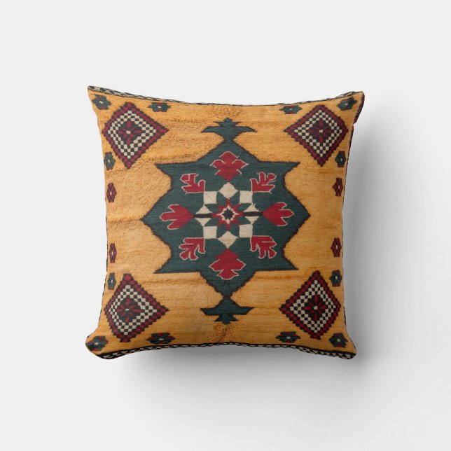 Sunny Delight" Persian Kilim Cushions: Timeless  Throw Pillow (Front)