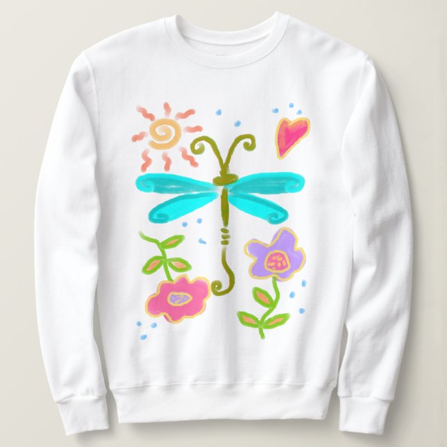 Sunny Dragonfly Abstract Art to Wear Sweatshirt (Design Front)