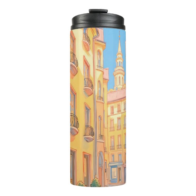 Sunny European Street Cozy Architecture Travel Art Thermal Tumbler (Front)