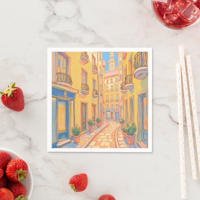 Sunny European Street Napkins – Cozy Architectural (Insitu)