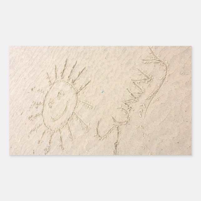 Sunny face in the sand happy beach rectangular sticker (Front)