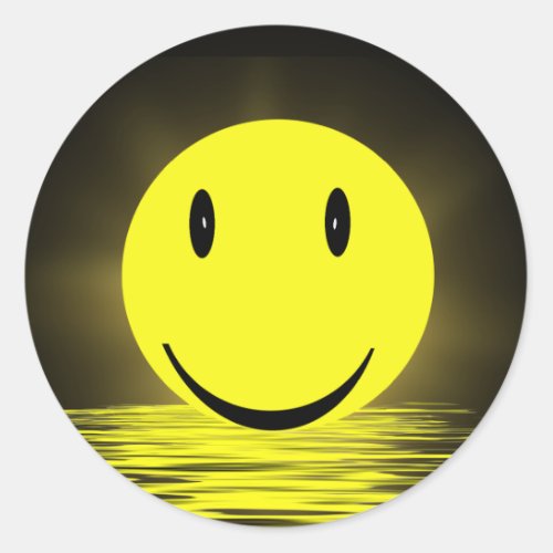 Sunny Face In Water Ripples Classic Round Sticker