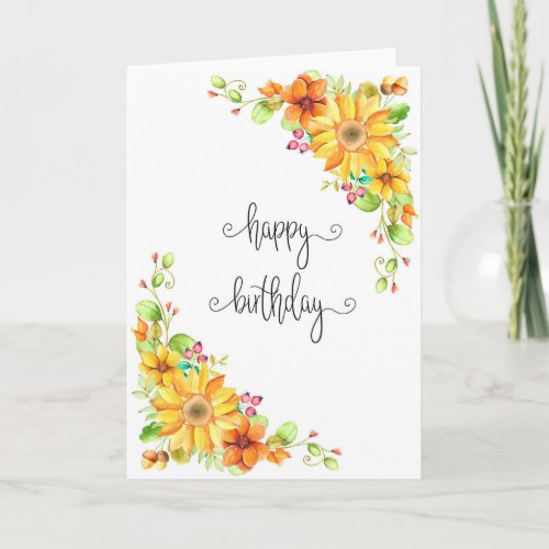 Sunny floral Birthday card