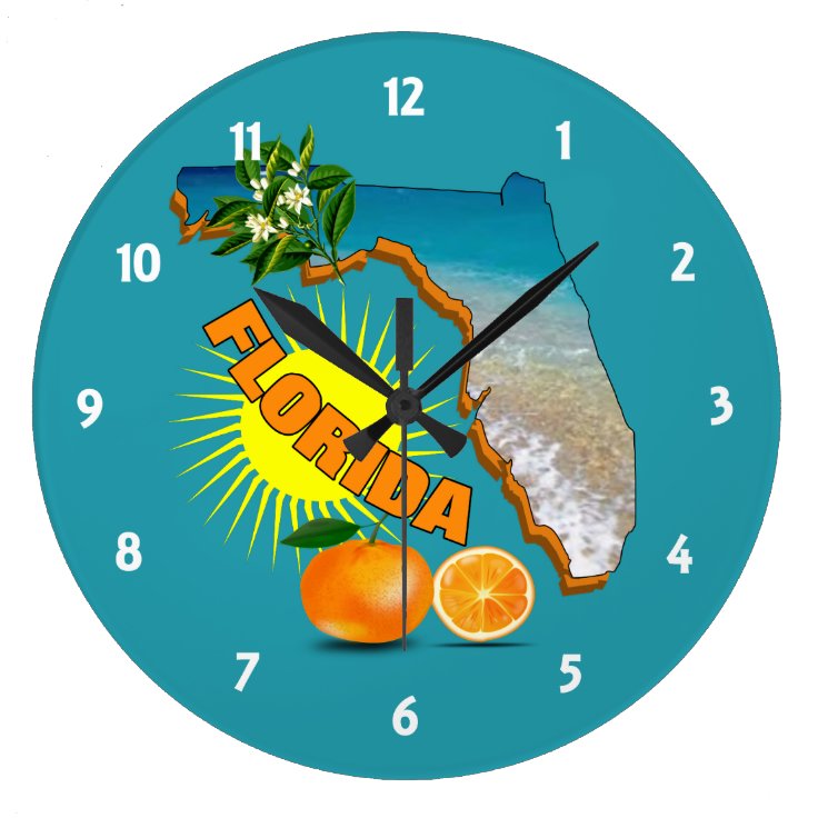Sunny Florida Sunshine Orange Blossom Travel Large Clock Zazzle