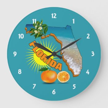 Sunny Florida Sunshine Orange Blossom Travel Large Clock by Flissitations at Zazzle