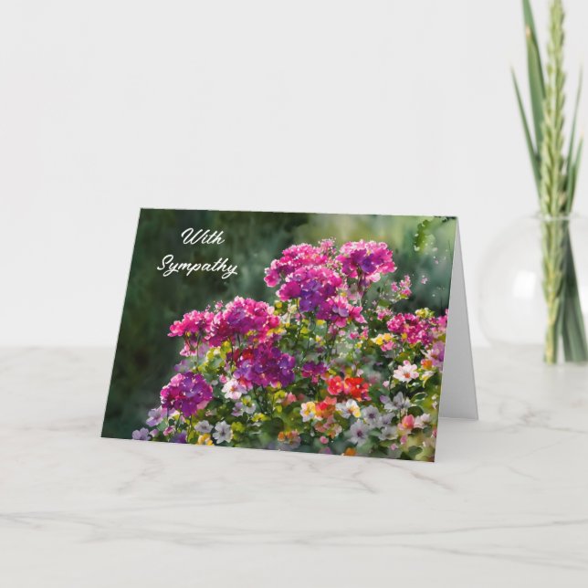 Sunny Flower Garden Art Sympathy Card (Front)