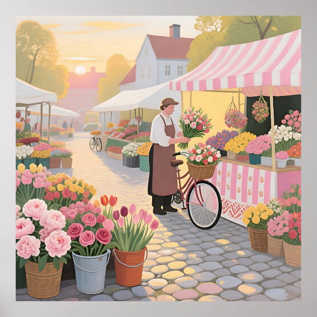 Sunny Flower Street Scene Poster (Front)