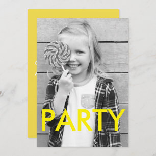 Sunny Fun Cool Minimal Modern Photo Birthday Invitation