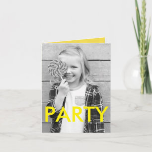 Sunny Fun Minimal Modern Kid's Photo Birthday Invitation
