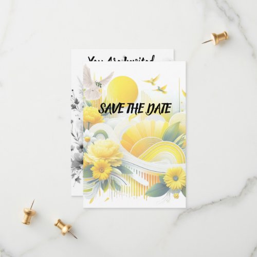 Sunny Fusion Yellow  Lime Vibrant Designs Save The Date