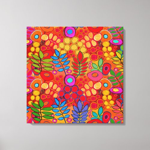 Sunny Garden Flowers _ Red Yellow Orange Canvas Print