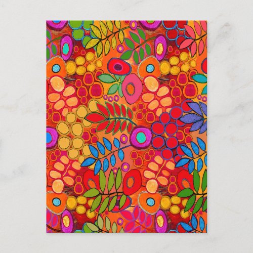 Sunny Garden Flowers _ Red Yellow Orange Postcard