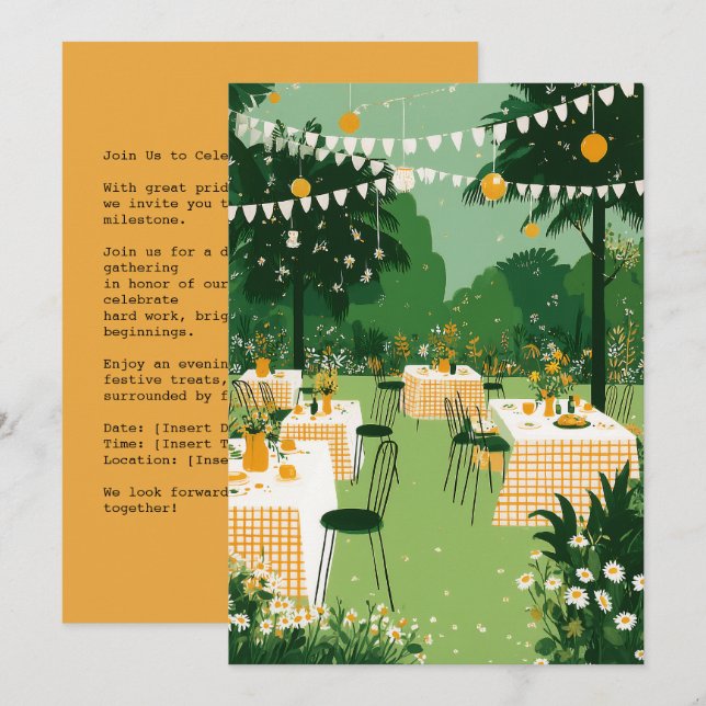 Sunny Garden Graduation Party Celebration Invitation (Front/Back)