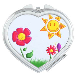 Sunny garden illustration compact mirror