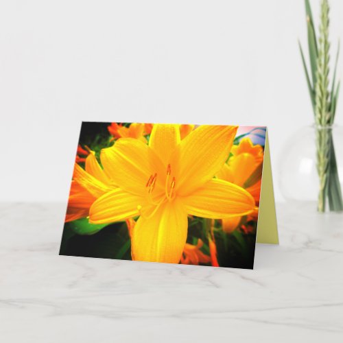 Sunny Garden Yellow Orange Day Lily Flowers Card