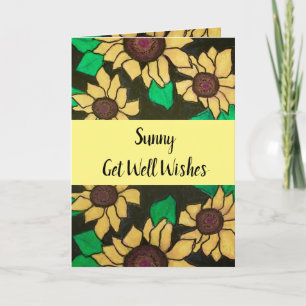 Sunny Get Well Wishes Sunflowers Bright Yellow Card