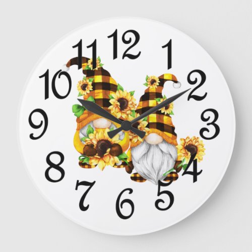 Sunny Gnome Couple Large Clock