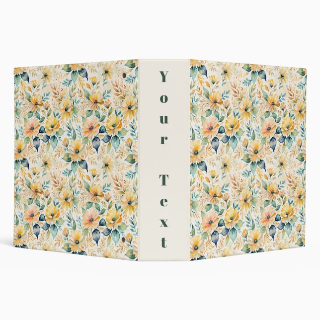 Sunny Gold Flowers 3 Ring Binder (Background)